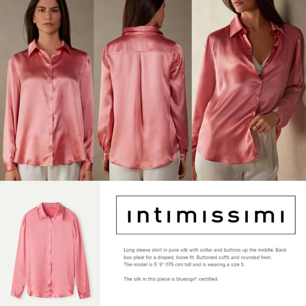 Intimissimi‎ Pink Long-Sleeved Silk Shirt Size Small